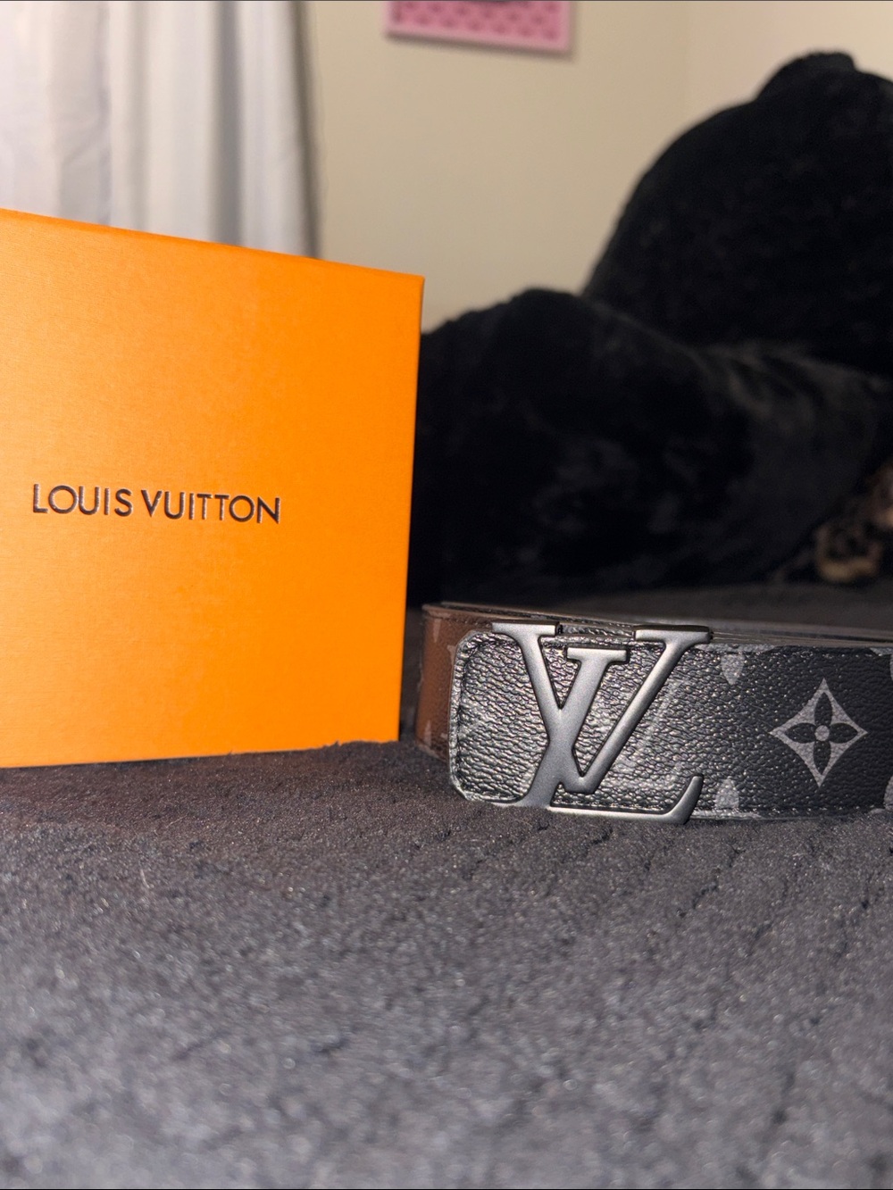 Louis Vuitton Black Monogram LV Buckle Belt